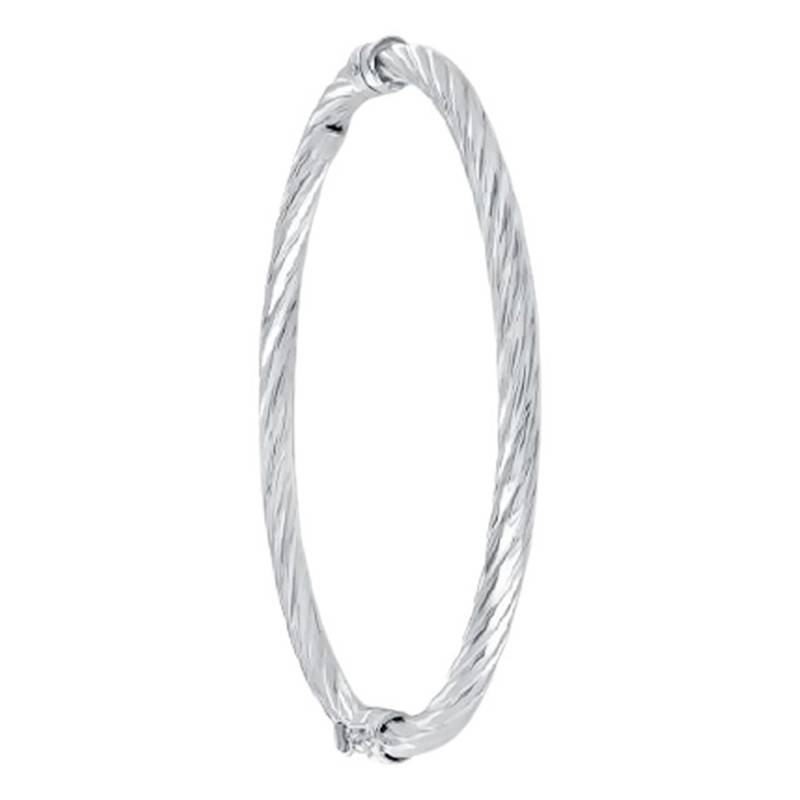925 Silver Slim Rigid Twisted Bangle, 60 mm Diameter - Guiot De Bourg