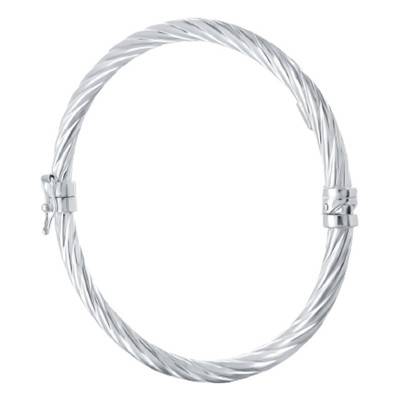 925 Silver Slim Rigid Twisted Bangle, 60 mm Diameter - Guiot De Bourg