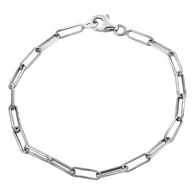 925 Sterling Silver Rectangle Link Bracelet S, Length 18.5 cm - Guiot De Bourg