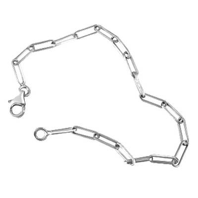 925 Sterling Silver Rectangle Link Bracelet S, Length 18.5 cm - Guiot De Bourg