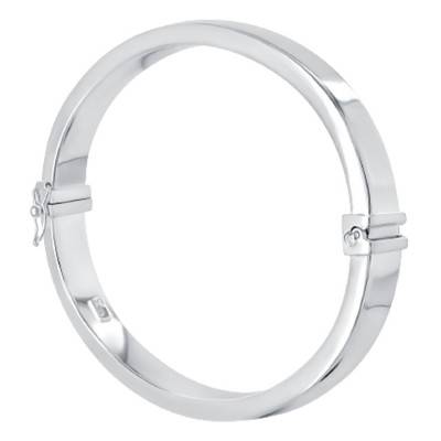925 Silver Flat Rigid Bracelet, Diameter 59 mm - Guiot De Bourg