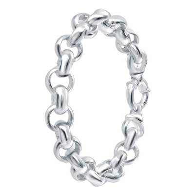 925 Silver Brilliant Rolo Chain Bracelet, Length 19 cm - Guiot De Bourg