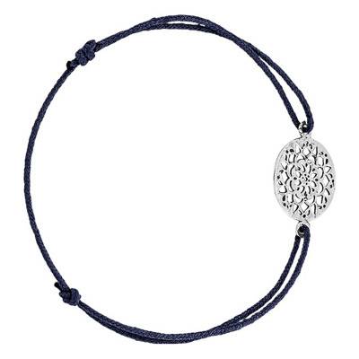 Bracelet Cordon Motif Dentelle Argent, Diamètre ajustable 15 cm - Guiot De Bourg