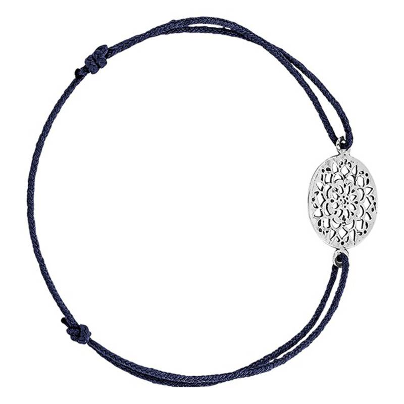 925 Silver Lace Pattern Cord Bracelet, Adjustable Length 15 cm - Guiot De Bourg