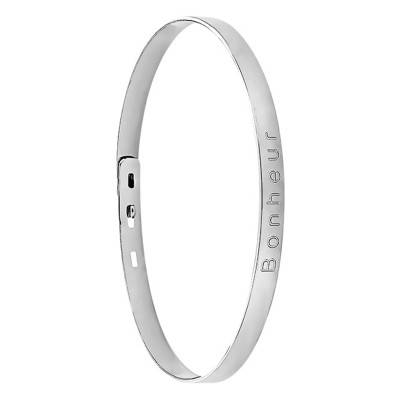 925 Silver Bonheur Bangle Bracelet 60 mm Diameter 5 mm Width - Guiot De Bourg