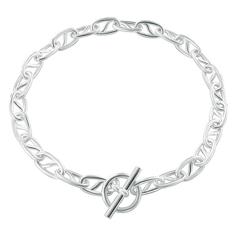 Silver Fancy Chain Necklace, 45 cm - Guiot De Bourg