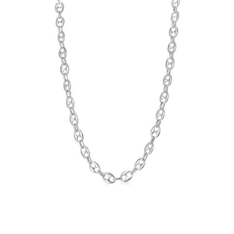 Alternating Silver Coffee Bean Chain, Length 45 cm, Width 6 mm - Guiot De Bourg