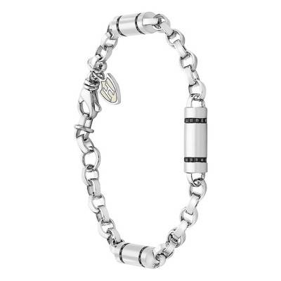 Harry Sterling Silver & Black Zirconia Bracelet, Adjustable Length 20 cm to 21 cm - Hoxton London