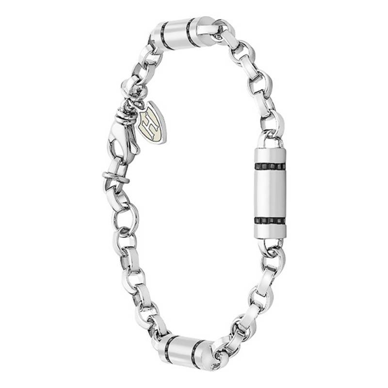 Harry Sterling Silver & Black Zirconia Bracelet, Adjustable Length 20 cm to 21 cm - Hoxton London