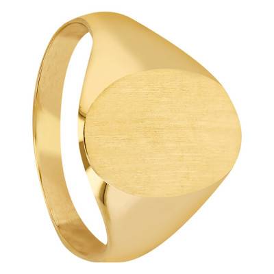 375 Yellow Gold Brushed Oval Signet Ring, 8,50 x 10,50 mm - Imperium