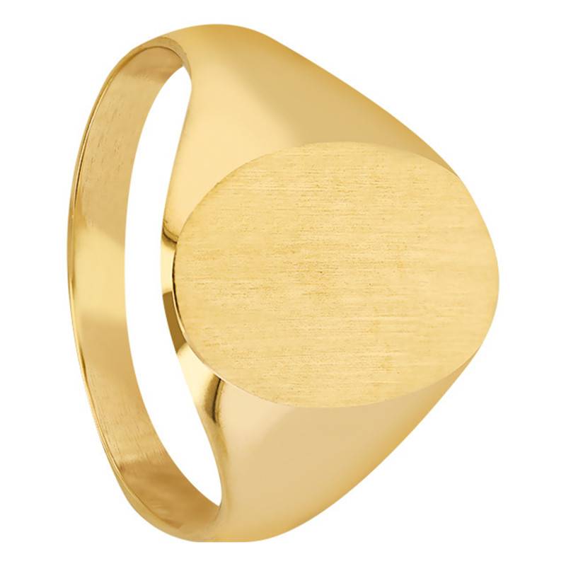 375 Yellow Gold Brushed Oval Signet Ring, 8,50 x 10,50 mm - Imperium