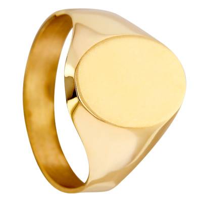 Polished Oval Yellow Gold 375 Signet Ring, 10 x 14 mm - Imperium