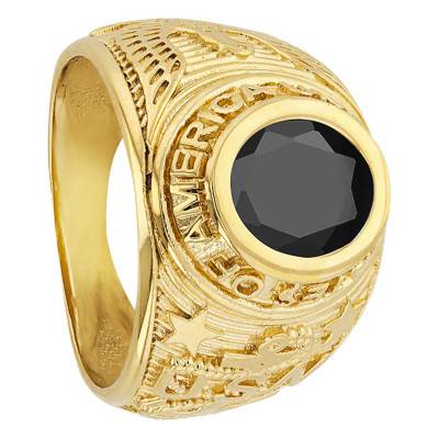 Chevalière universitaire Or Jaune 375 ou 750, Oxyde de zirconium noir - Imperium