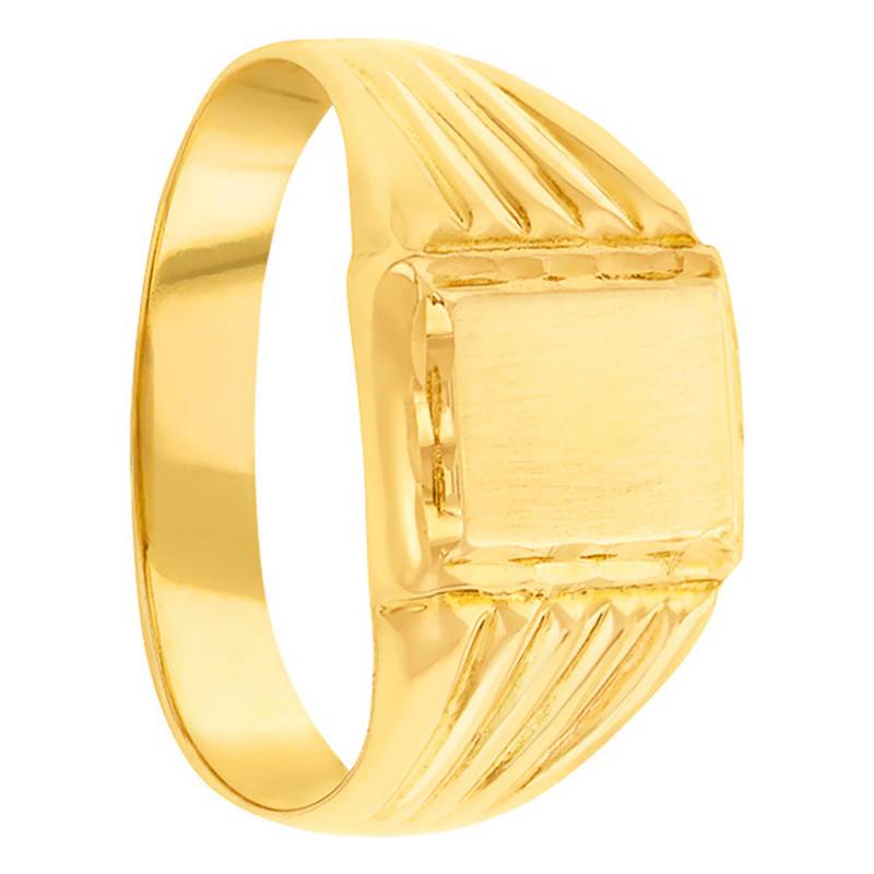 750/1000 Yellow Gold Rectangular Signet Ring, 6.50 x 8.50 mm - Imperium