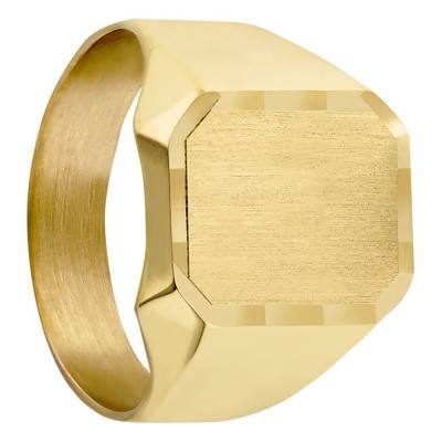 18K Yellow Gold Brushed Rectangle Signet Ring, 8 x 15 mm - Imperium