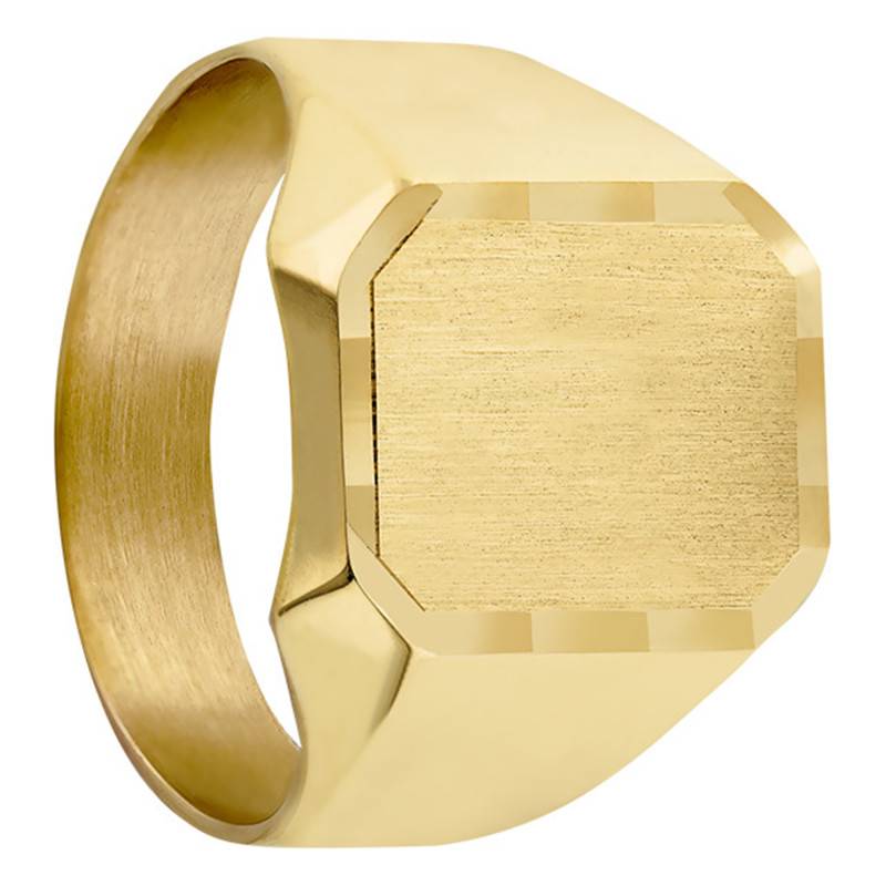 18K Yellow Gold Brushed Rectangle Signet Ring, 8 x 15 mm - Imperium