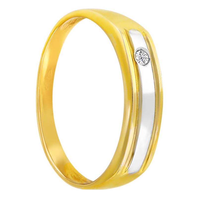 Two-Tone Gold & Diamond 0.02 ct Domed Signet Ring - Imperium
