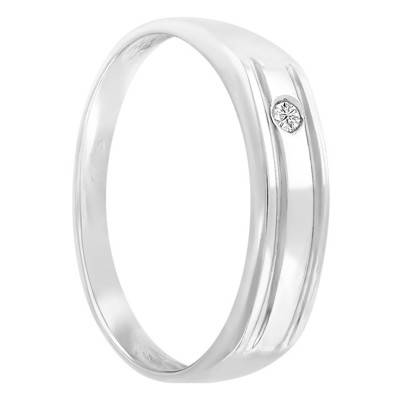 375 White Gold & Diamond 0,02 ct Domed Signet Ring - Imperium