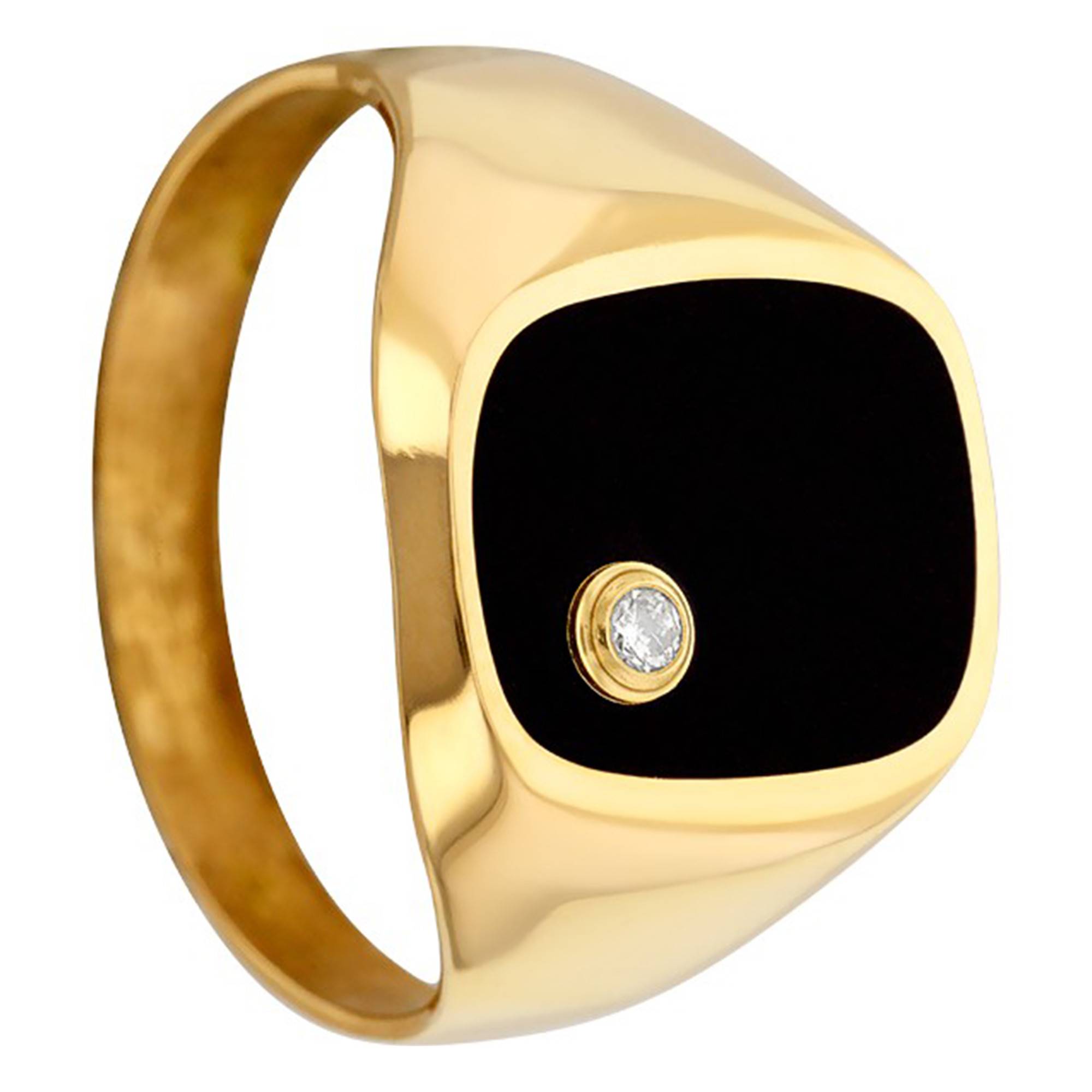 Gold Ring Diamant Noir Bague Homme 18 Carats Chevaliere Homme Onyx