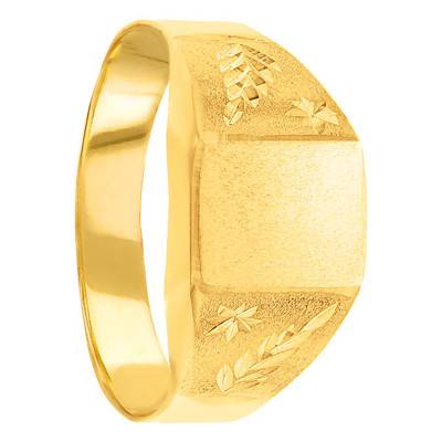 375/1000 Yellow Gold Rectangular Signet Ring, 7 x 9 mm - Imperium