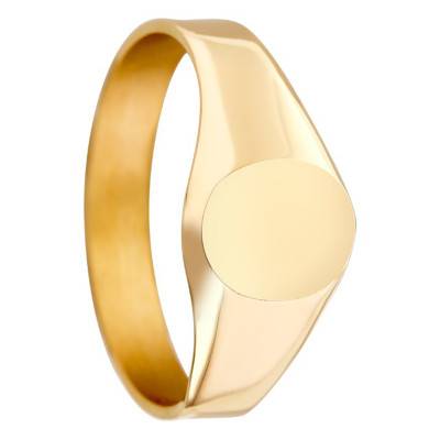 Yellow 750/1000 Gold Oval Face Plate Signet Ring, 6 x 8 mm - Imperium