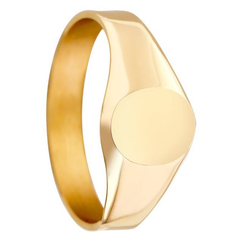 Yellow 750/1000 Gold Oval Face Plate Signet Ring, 6 x 8 mm - Imperium