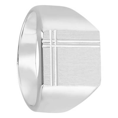 Grooved 925 Silver Signet Ring, 12 x 13.50 mm - Imperium
