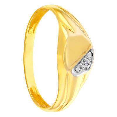 375 Two-Tone Gold & Diamond Round Signet Ring - Imperium