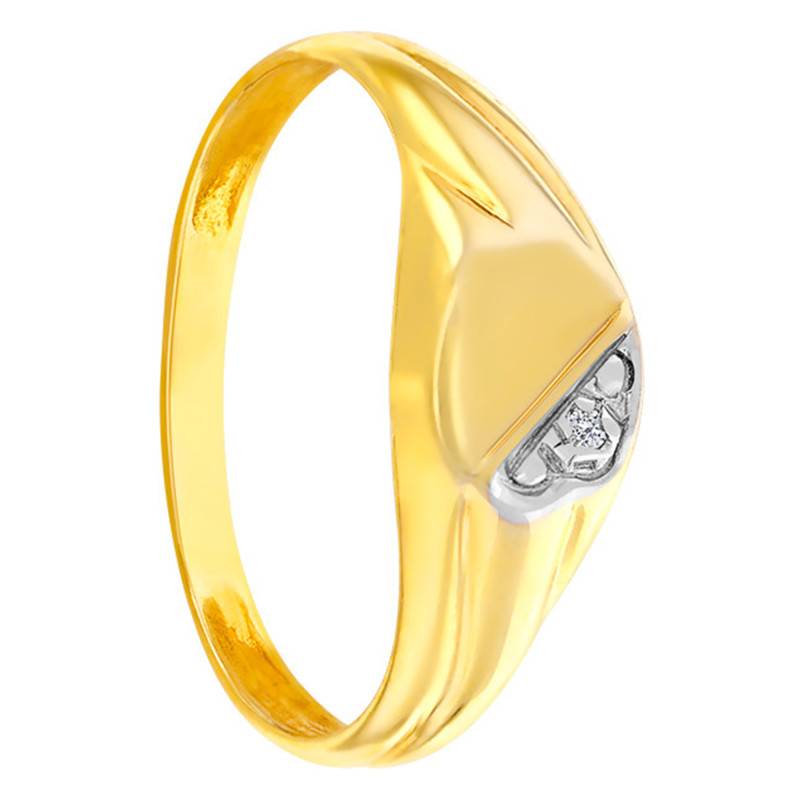 375 Two-Tone Gold & Diamond Round Signet Ring - Imperium