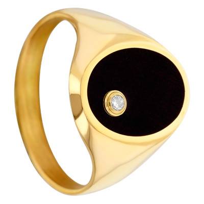 Chevalière Onyx, Diamant 0,02 ct 10 x 13 mm & Or Jaune 750 - Imperium