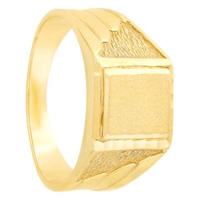 Grooved Yellow 750/1000 Gold Signet Ring - Imperium