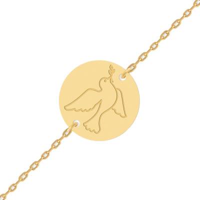 750 Yellow Gold Dove Baby ID Bracelet, Length 14 cm - Lucas Lucor