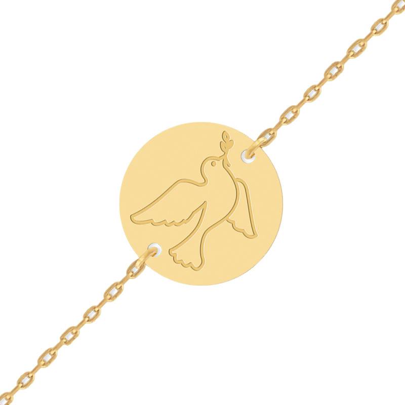 750 Yellow Gold Dove Baby ID Bracelet, Length 14 cm - Lucas Lucor