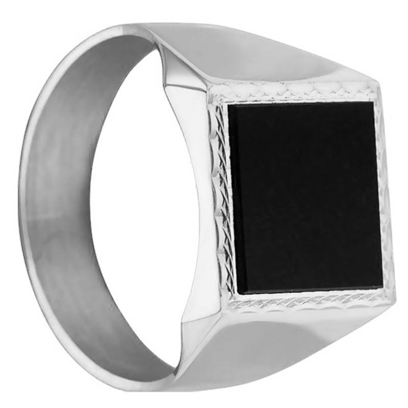 375 White Gold & Onyx Square Signet Ring, 13 x 13 mm - Imperium