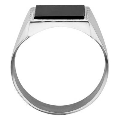 Chevalière Carrée Onyx 13 x 13 mm & Or Blanc 375 - Imperium