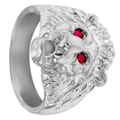 925/1000 Silver & Ruby Lion Head Signet Ring - Imperium