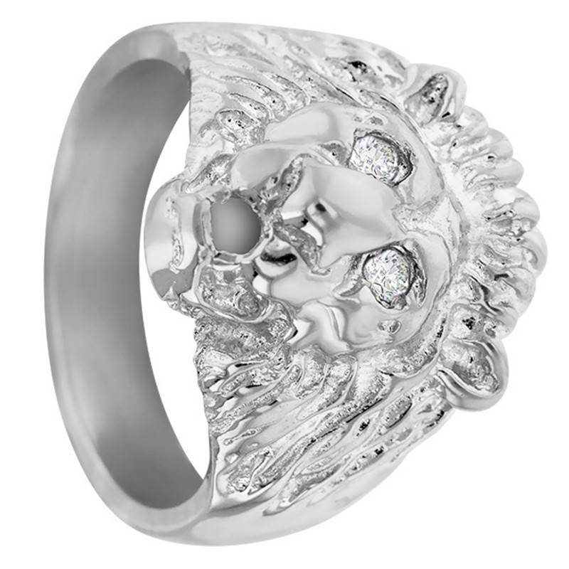 925 Silver & Diamond Lion Head Signet Ring - Imperium