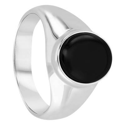 Chevalière 9 x 11 mm Onyx noir, Argent 925 - Imperium