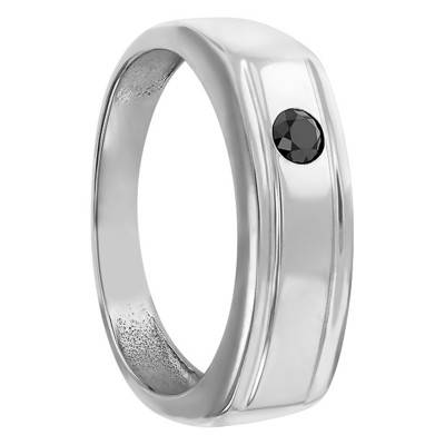 Imperium Domed 375 White Gold & Black Diamond 0.15 ct Signet Ring - Imperium