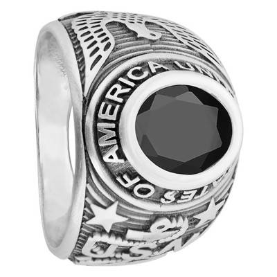Chevalière universitaire, Argent 925 Vintage, Oxyde de zirconium Noir - Imperium