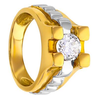 Yellow Gold 375/1000 & Cubic Zirconia Square Signet Ring 11 x 11 mm - Imperium