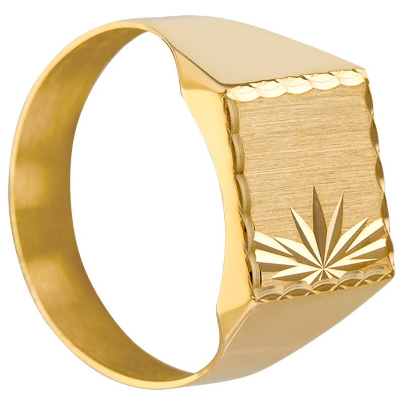 750 Yellow Gold Chiseled Square Signet Ring 11 x 11 mm - Imperium