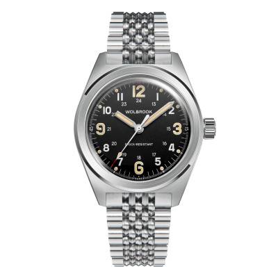 Wolbrook Outrider Automatic Black Vintage No Date Watch 23-OA-013 - Wolbrook