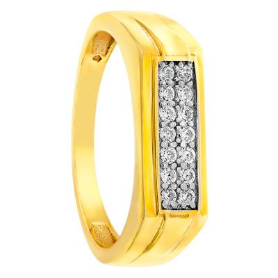 750/1000 Two-Tone Gold & Diamond Signet Ring - Imperium