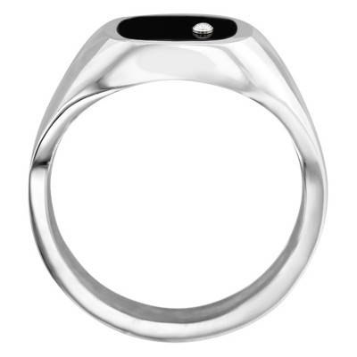 925 Silver, Onyx & Cubic Zirconia Signet Ring, 11 x 9 mm - Imperium