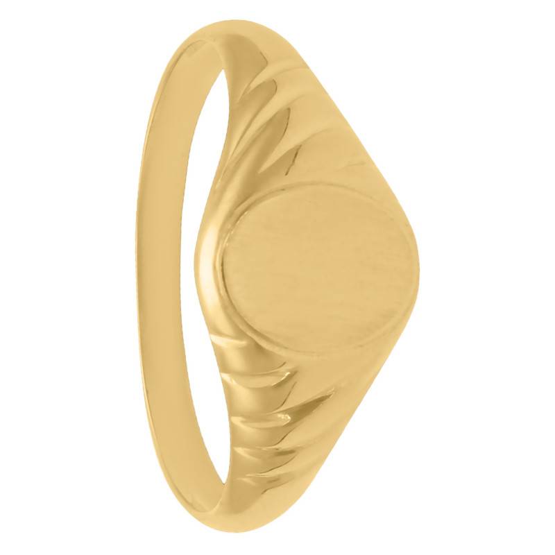 750/1000 Yellow Gold Round Signet Ring with Grooved Band - Imperium