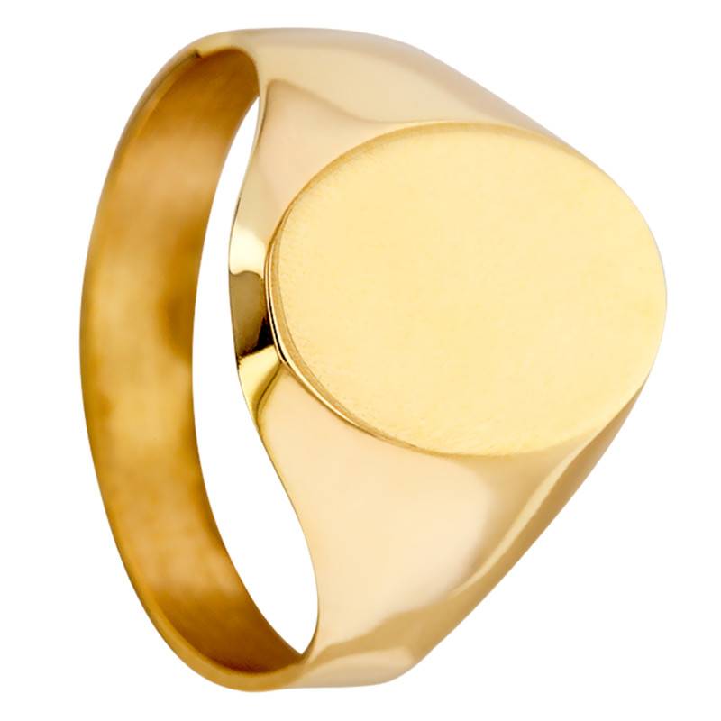 750/1000 Yellow Gold Polished Oval Signet Ring 10 x 14 mm - Imperium