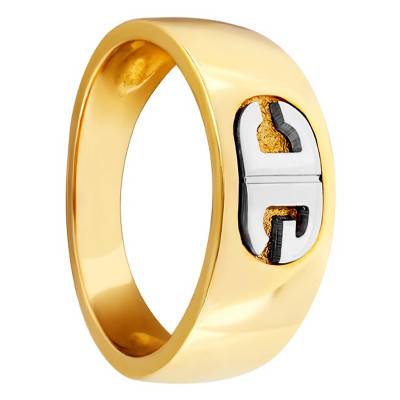 Imperium Polished Ruban Two-Tone 750/1000 Gold Letter Signet Ring - Imperium