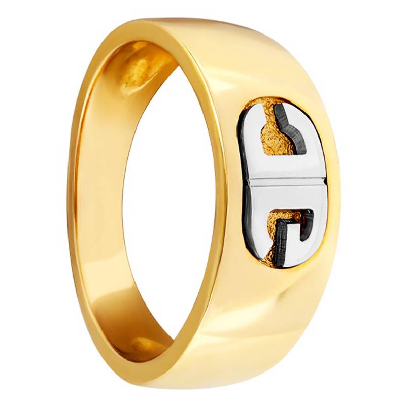 Imperium Polished Ruban Two-Tone 750/1000 Gold Letter Signet Ring - Imperium