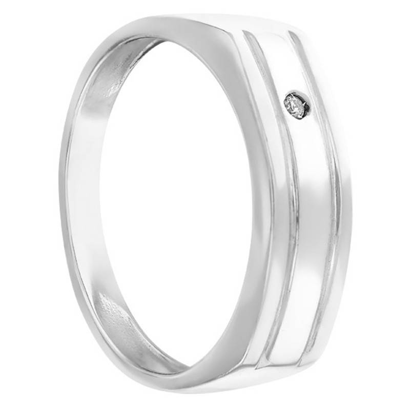 750/1000 White Gold Domed Diamond Signet Ring - Imperium